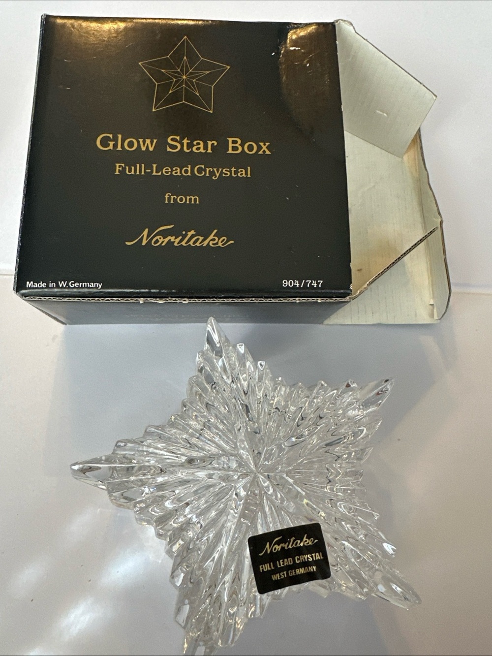 Noritake Clear Crystal Star with Black and Gold Box Accents
